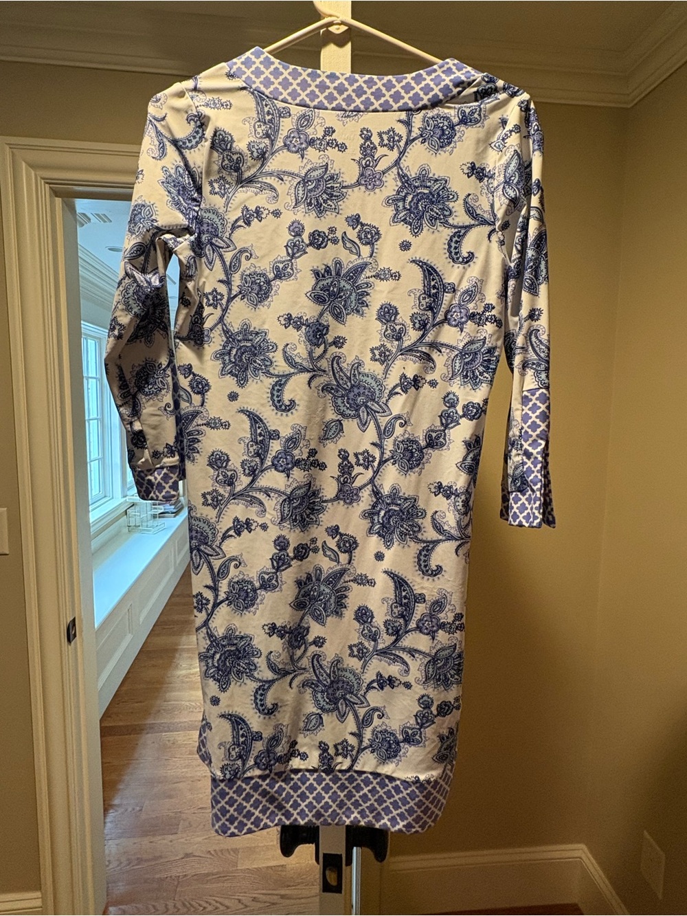 Cabana Life Blue and Cream Floral Swim Coverup Shift